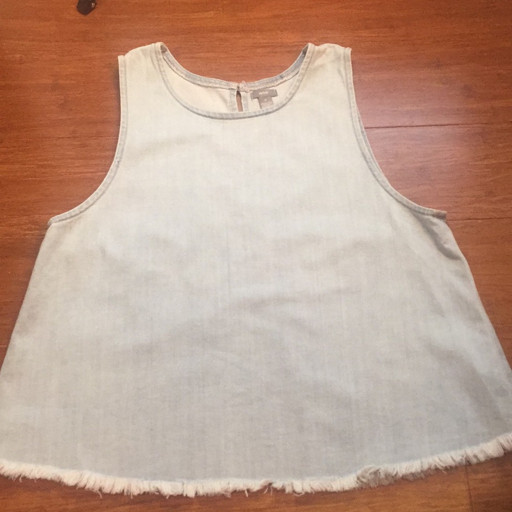 3/$12 🎉 Aerie denim distressed top